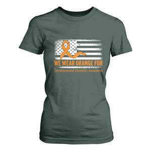 Developmental Disability Awareness T Shirt For Women US American Flag We Wear Orange TS02 Dark Forest Green Print Your Wear