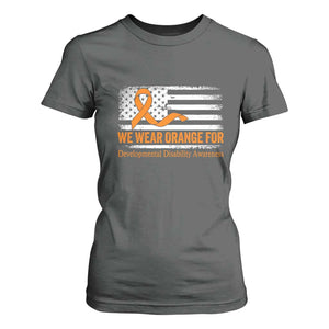 Developmental Disability Awareness T Shirt For Women US American Flag We Wear Orange TS02 Dark Heather Print Your Wear