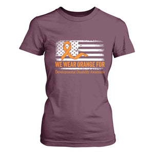 Developmental Disability Awareness T Shirt For Women US American Flag We Wear Orange TS02 Maroon Print Your Wear
