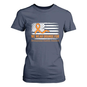 Developmental Disability Awareness T Shirt For Women US American Flag We Wear Orange TS02 Navy Print Your Wear