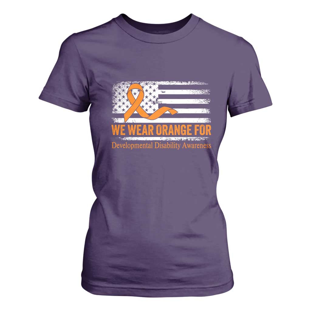Developmental Disability Awareness T Shirt For Women US American Flag We Wear Orange TS02 Purple Print Your Wear