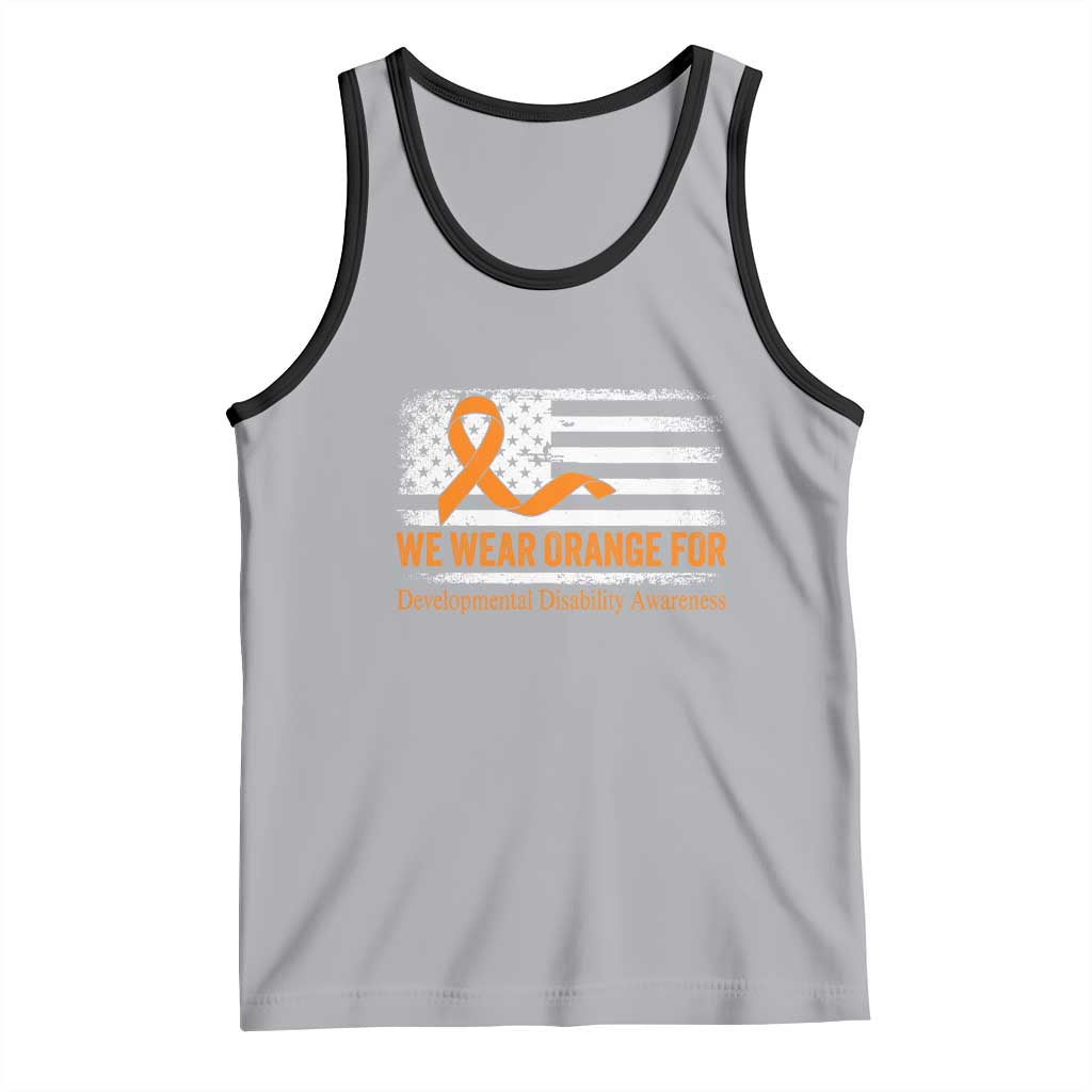 Developmental Disability Awareness Tank Top US American Flag We Wear Orange TS02 Athletic Heather Black Print Your Wear