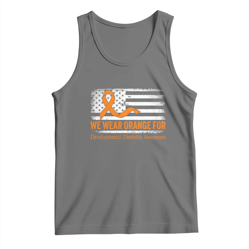 Developmental Disability Awareness Tank Top US American Flag We Wear Orange TS02 Black Heather Print Your Wear