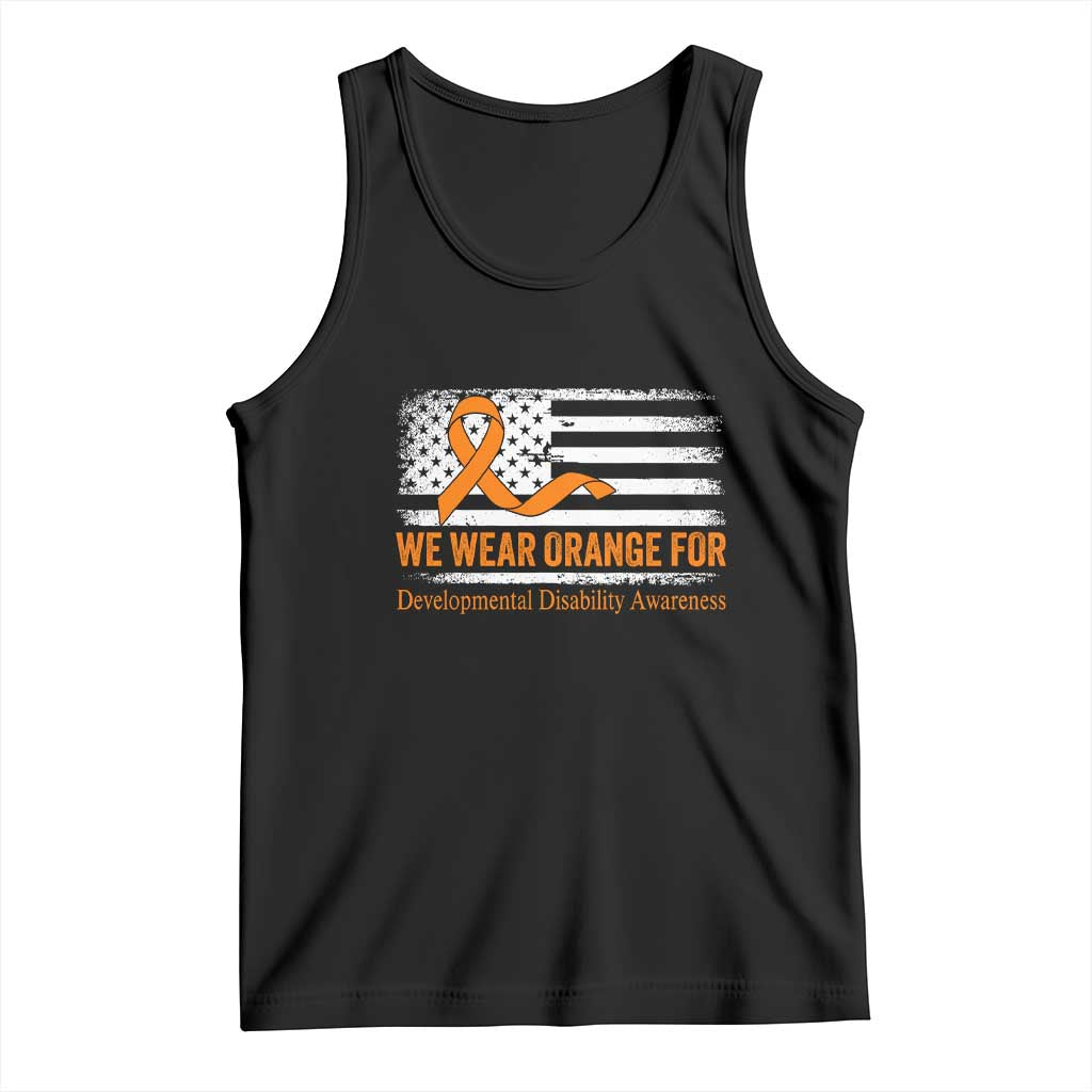 Developmental Disability Awareness Tank Top US American Flag We Wear Orange TS02 Black Print Your Wear