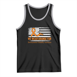 Developmental Disability Awareness Tank Top US American Flag We Wear Orange TS02 Black Athletic Heather Print Your Wear