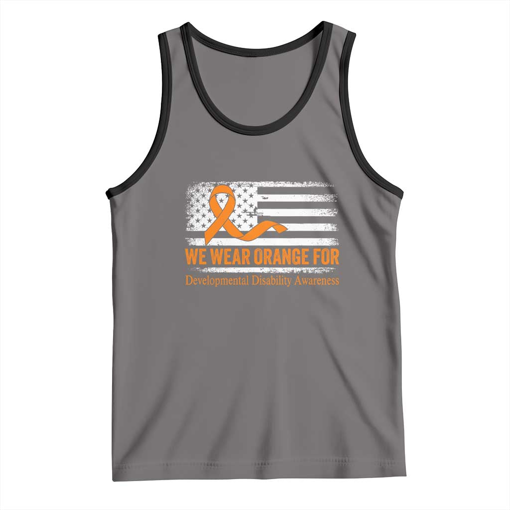 Developmental Disability Awareness Tank Top US American Flag We Wear Orange TS02 Deep Heather Black Print Your Wear