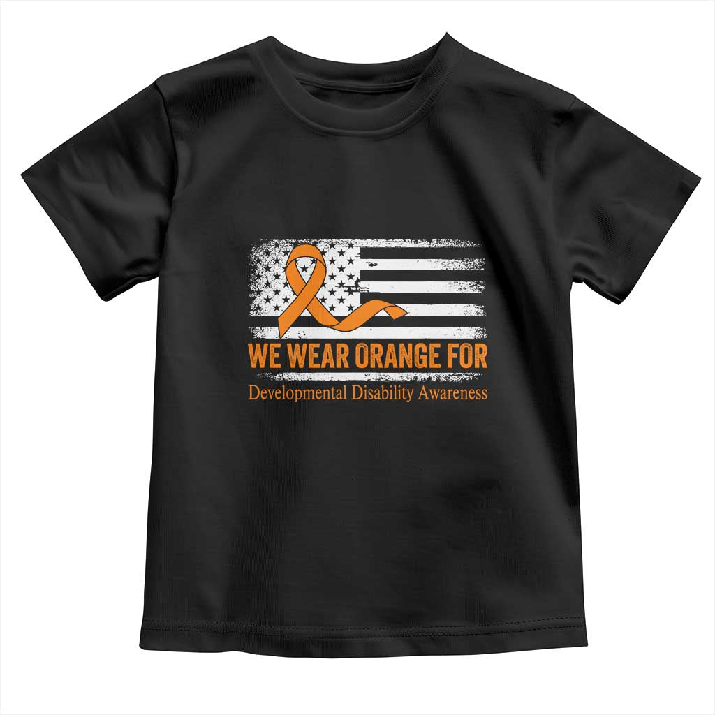 Developmental Disability Awareness Toddler T Shirt US American Flag We Wear Orange TS02 Black Print Your Wear