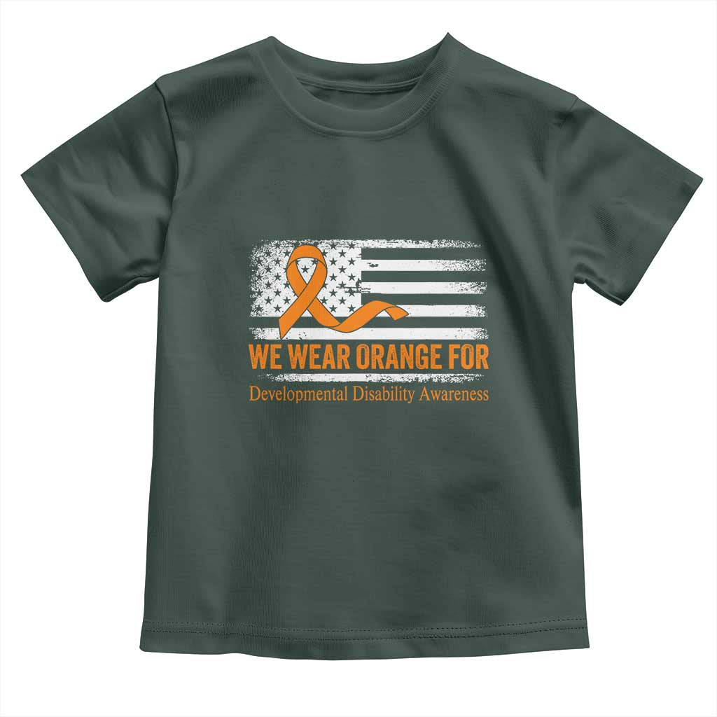 Developmental Disability Awareness Toddler T Shirt US American Flag We Wear Orange TS02 Dark Forest Green Print Your Wear