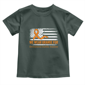 Developmental Disability Awareness Toddler T Shirt US American Flag We Wear Orange TS02 Dark Forest Green Print Your Wear