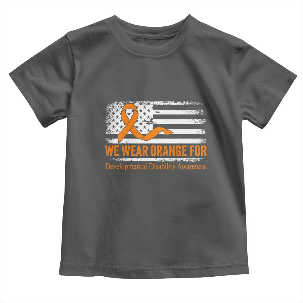 Developmental Disability Awareness Toddler T Shirt US American Flag We Wear Orange TS02 Dark Heather Print Your Wear