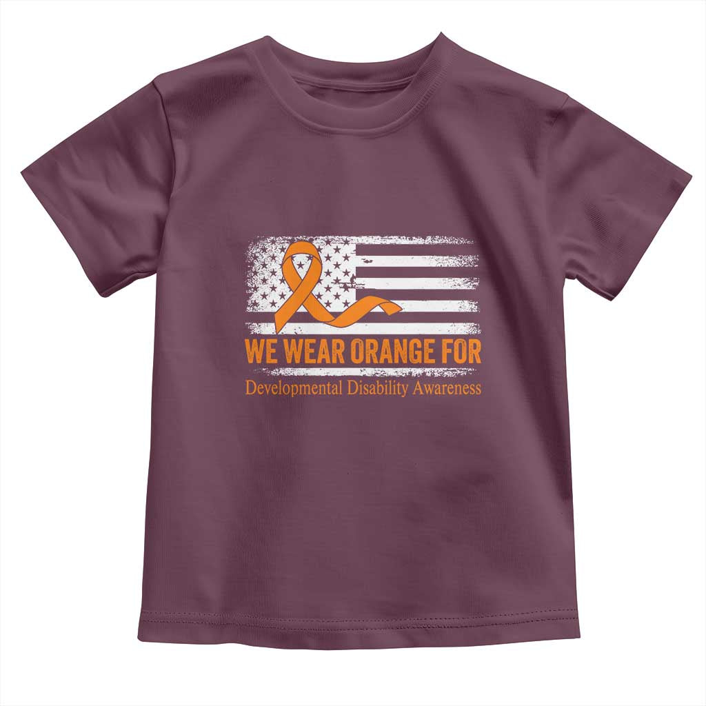 Developmental Disability Awareness Toddler T Shirt US American Flag We Wear Orange TS02 Maroon Print Your Wear