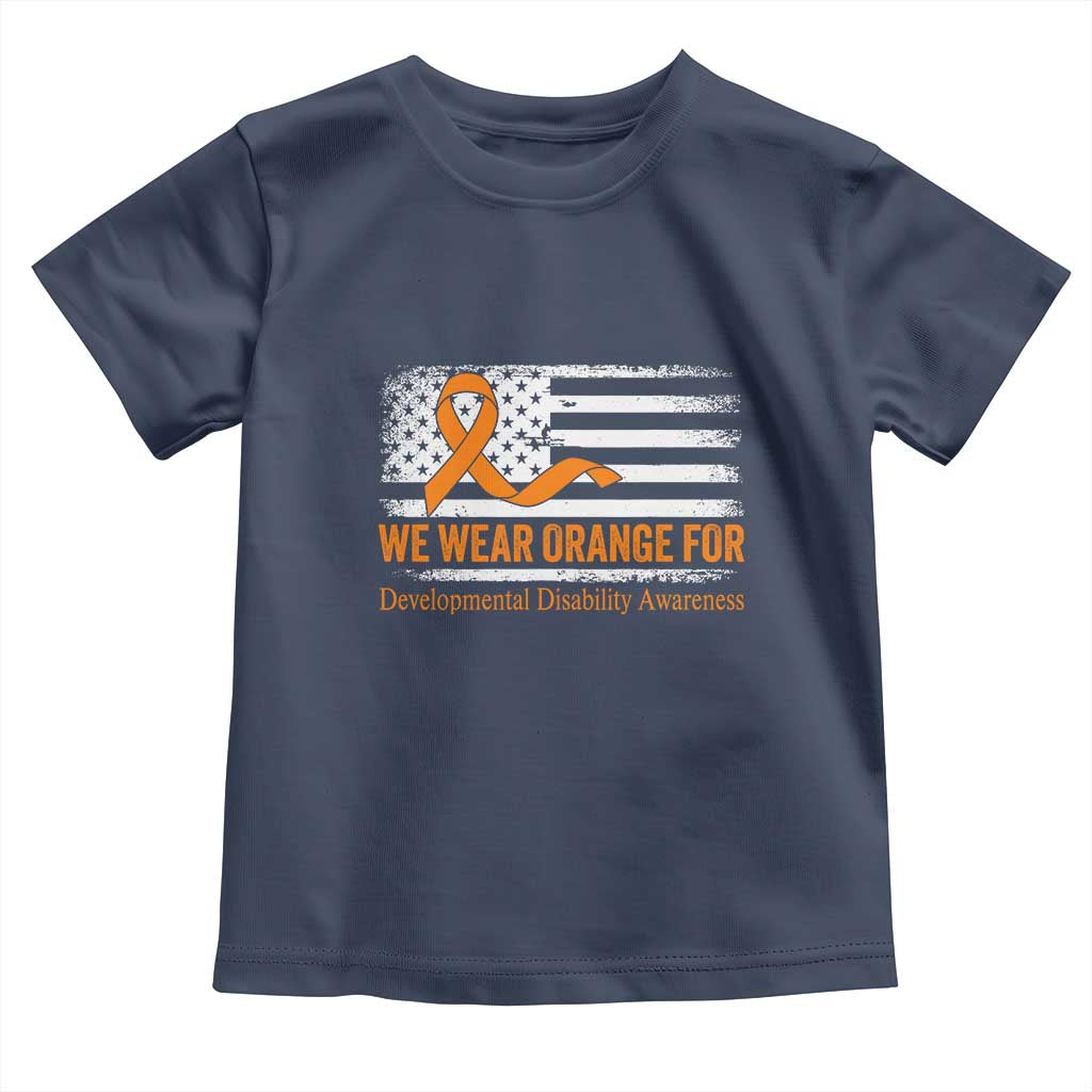 Developmental Disability Awareness Toddler T Shirt US American Flag We Wear Orange TS02 Navy Print Your Wear