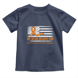 Developmental Disability Awareness Toddler T Shirt US American Flag We Wear Orange TS02 Navy Print Your Wear