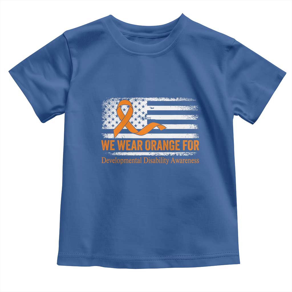 Developmental Disability Awareness Toddler T Shirt US American Flag We Wear Orange TS02 Royal Blue Print Your Wear