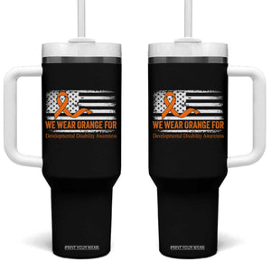 Developmental Disability Awareness Tumbler With Handle US American Flag We Wear Orange TS02 One Size: 40 oz Black Print Your Wear