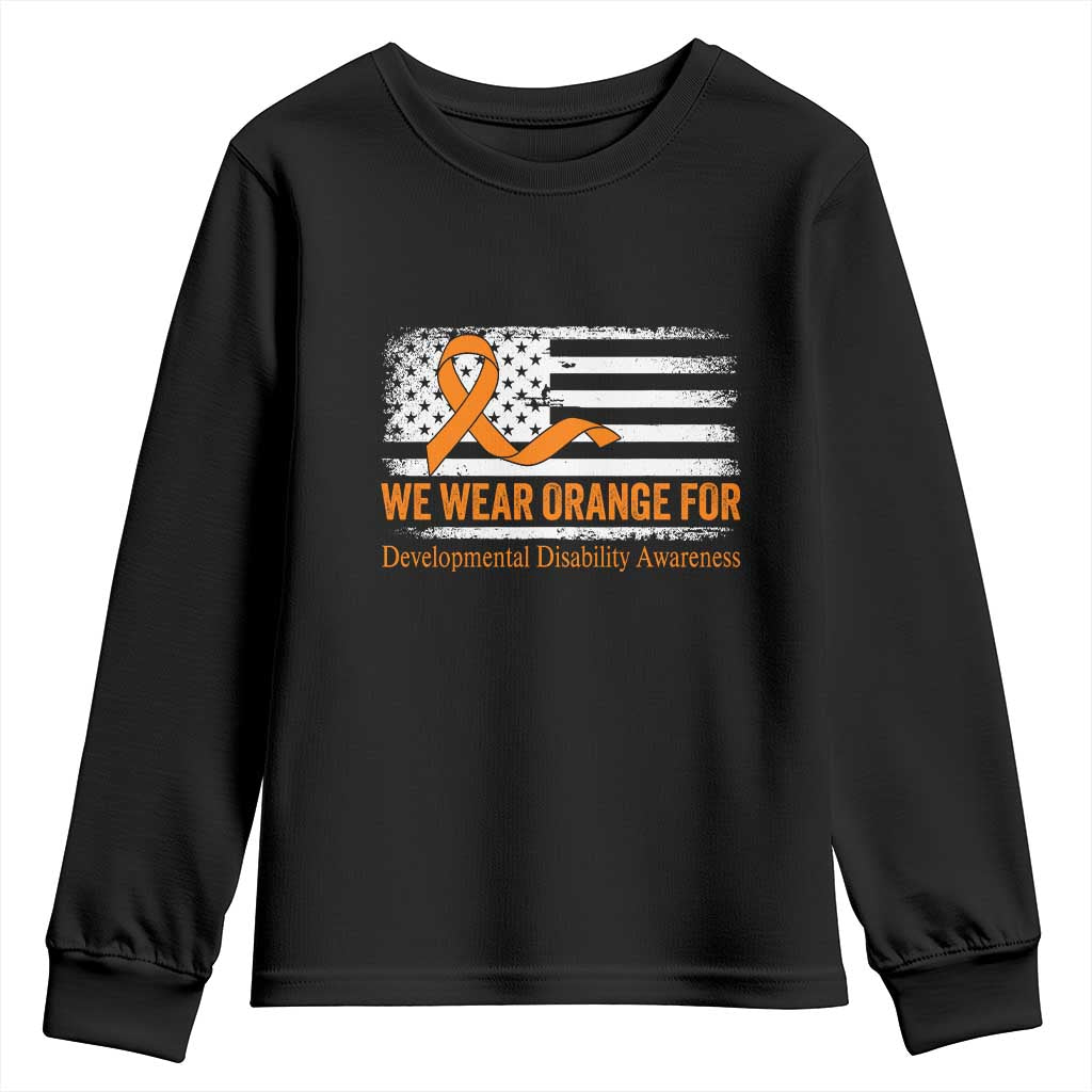 Developmental Disability Awareness Youth Sweatshirt US American Flag We Wear Orange TS02 Black Print Your Wear