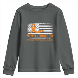 Developmental Disability Awareness Youth Sweatshirt US American Flag We Wear Orange TS02 Dark Heather Print Your Wear