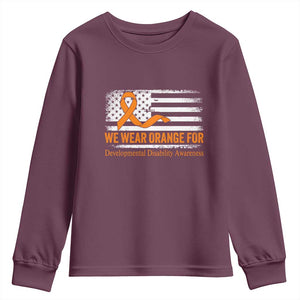 Developmental Disability Awareness Youth Sweatshirt US American Flag We Wear Orange TS02 Maroon Print Your Wear