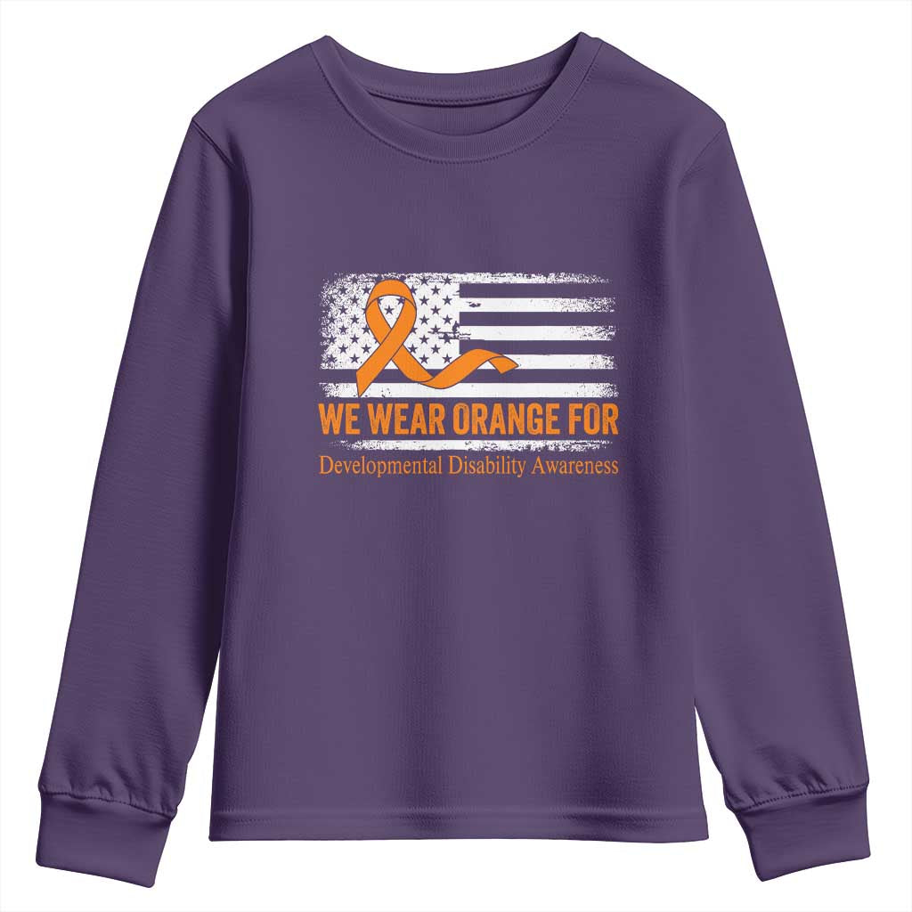 Developmental Disability Awareness Youth Sweatshirt US American Flag We Wear Orange TS02 Purple Print Your Wear