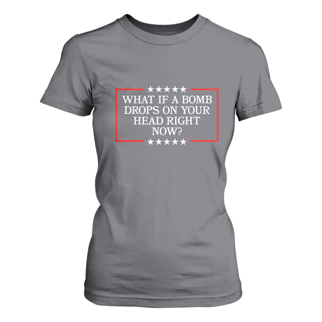 What If A Bomb Drops On Your Head Right Now T Shirt For Women Trump 47 TS02 Charcoal Print Your Wear