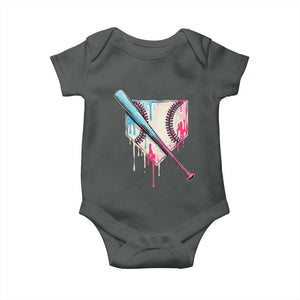 Baseball Home Plate Drip With Sprinkles Baby Onesie TS02 Dark Heather Print Your Wear
