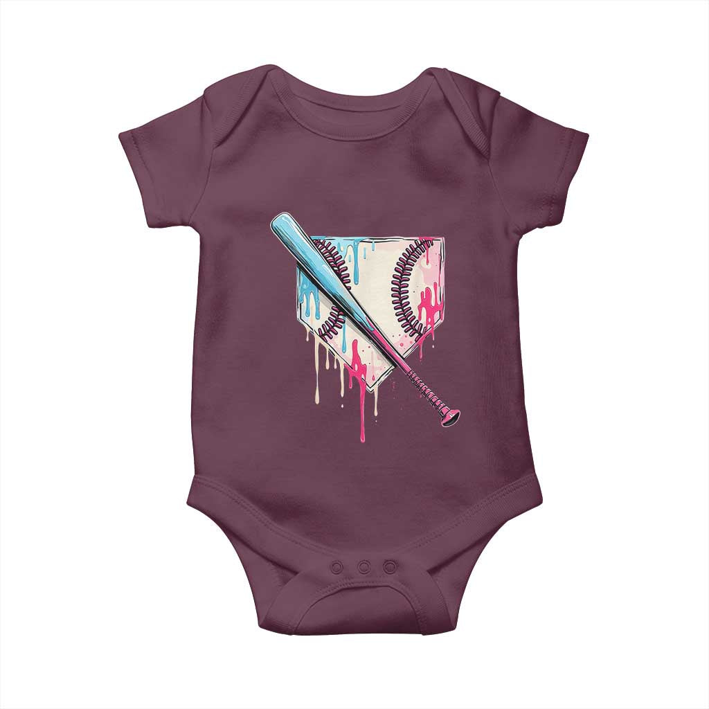 Baseball Home Plate Drip With Sprinkles Baby Onesie TS02 Maroon Print Your Wear