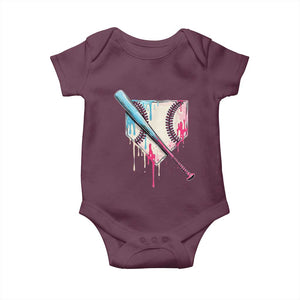 Baseball Home Plate Drip With Sprinkles Baby Onesie TS02 Maroon Print Your Wear