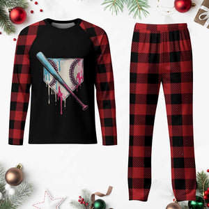 Baseball Home Plate Drip With Sprinkles Plaid Pajama Set TS02 Buffalo Plaid Print Your Wear
