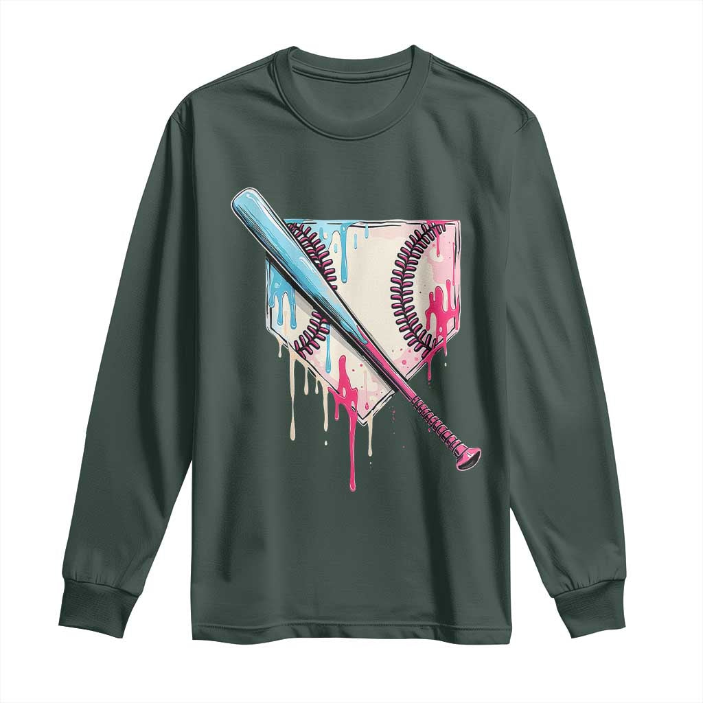 Baseball Home Plate Drip With Sprinkles Long Sleeve Shirt TS02 Dark Forest Green Print Your Wear