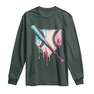 Baseball Home Plate Drip With Sprinkles Long Sleeve Shirt TS02 Dark Forest Green Print Your Wear