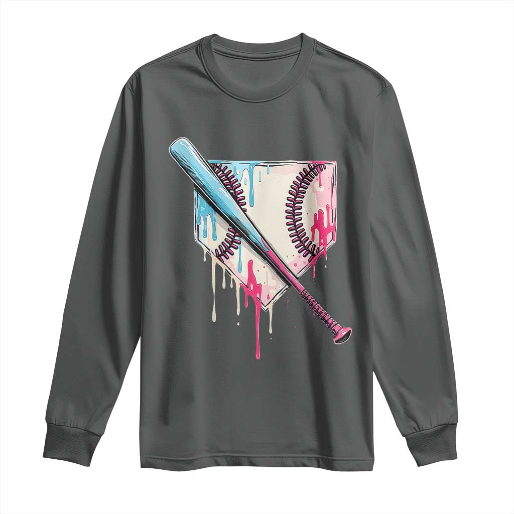 Baseball Home Plate Drip With Sprinkles Long Sleeve Shirt TS02 Dark Heather Print Your Wear