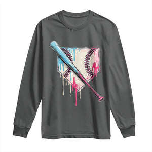 Baseball Home Plate Drip With Sprinkles Long Sleeve Shirt TS02 Dark Heather Print Your Wear