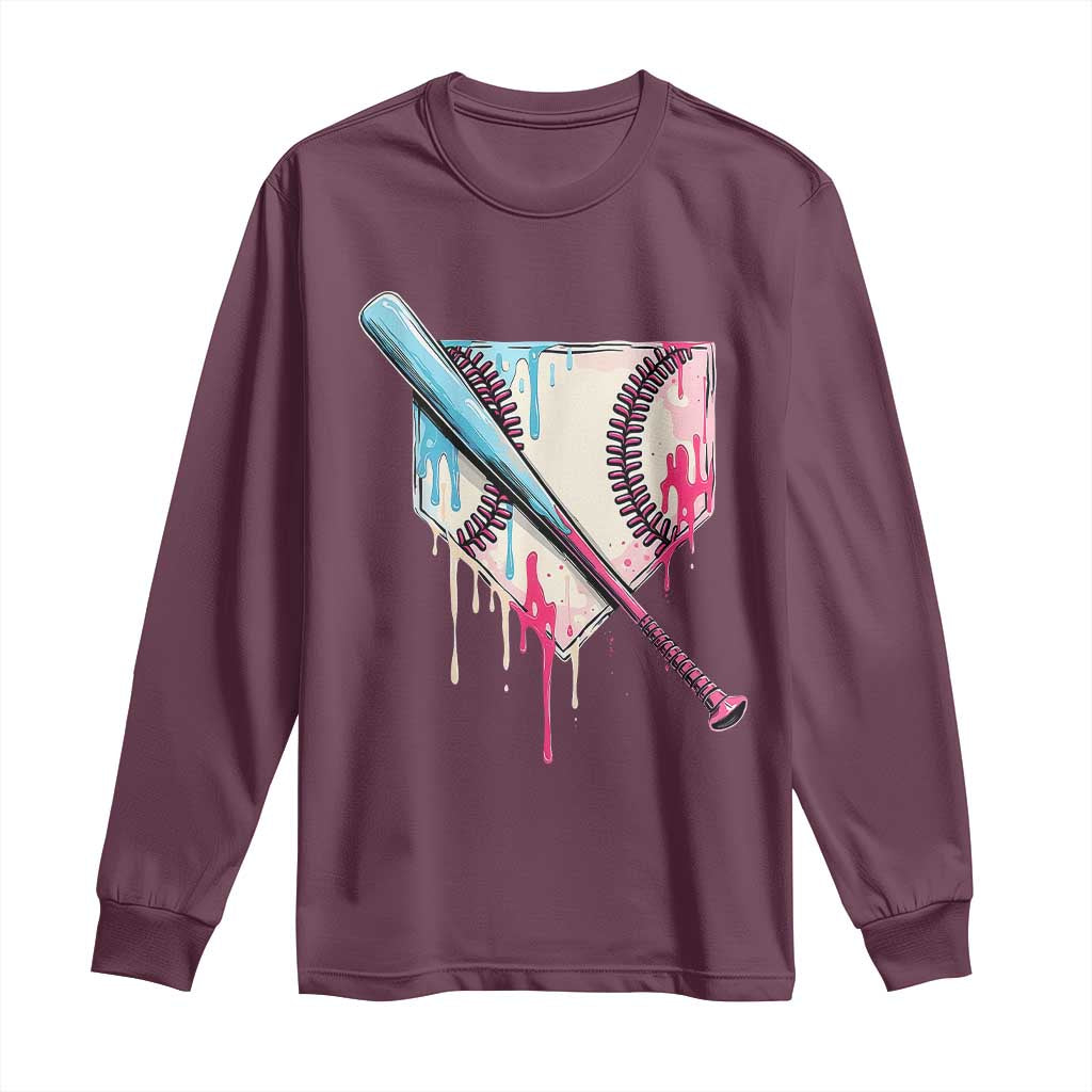 Baseball Home Plate Drip With Sprinkles Long Sleeve Shirt TS02 Maroon Print Your Wear