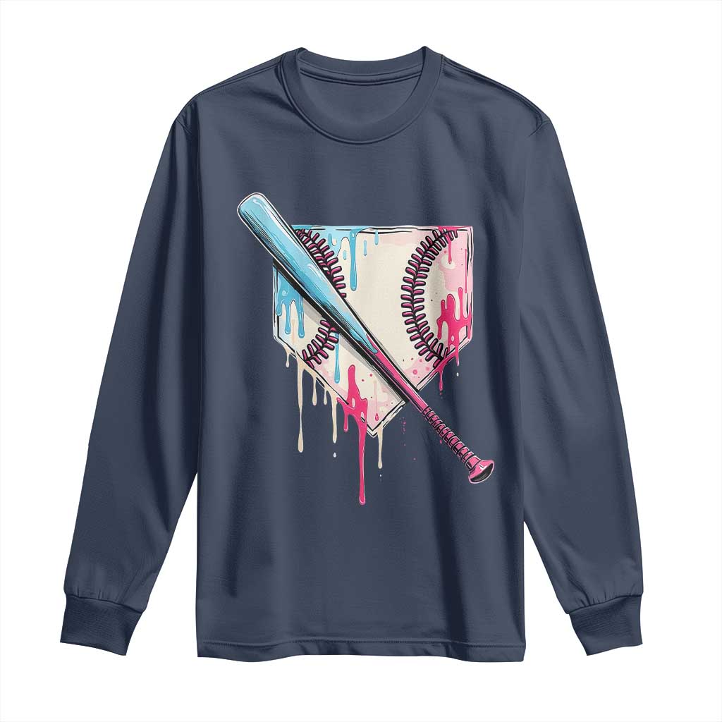 Baseball Home Plate Drip With Sprinkles Long Sleeve Shirt TS02 Navy Print Your Wear