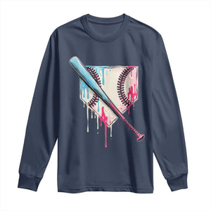 Baseball Home Plate Drip With Sprinkles Long Sleeve Shirt TS02 Navy Print Your Wear