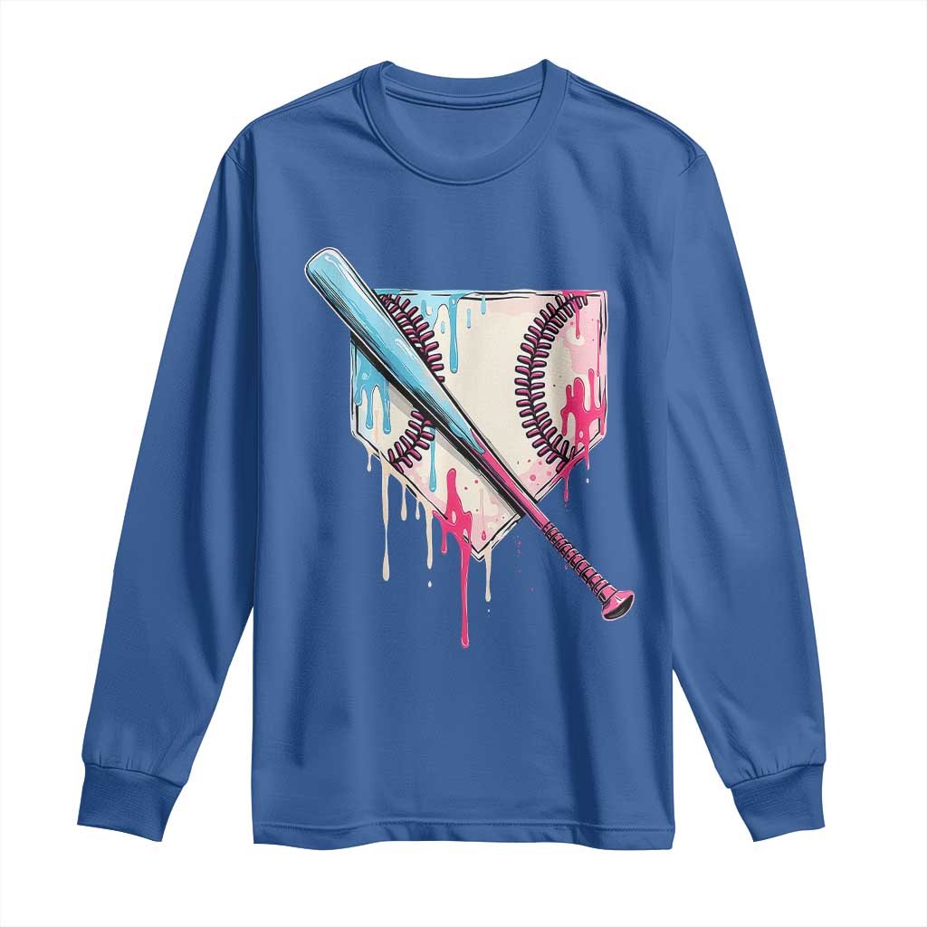 Baseball Home Plate Drip With Sprinkles Long Sleeve Shirt TS02 Royal Blue Print Your Wear