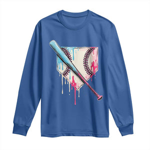 Baseball Home Plate Drip With Sprinkles Long Sleeve Shirt TS02 Royal Blue Print Your Wear