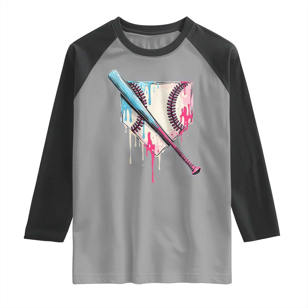 Baseball Home Plate Drip With Sprinkles Raglan Shirt TS02 Sport Gray Black Print Your Wear