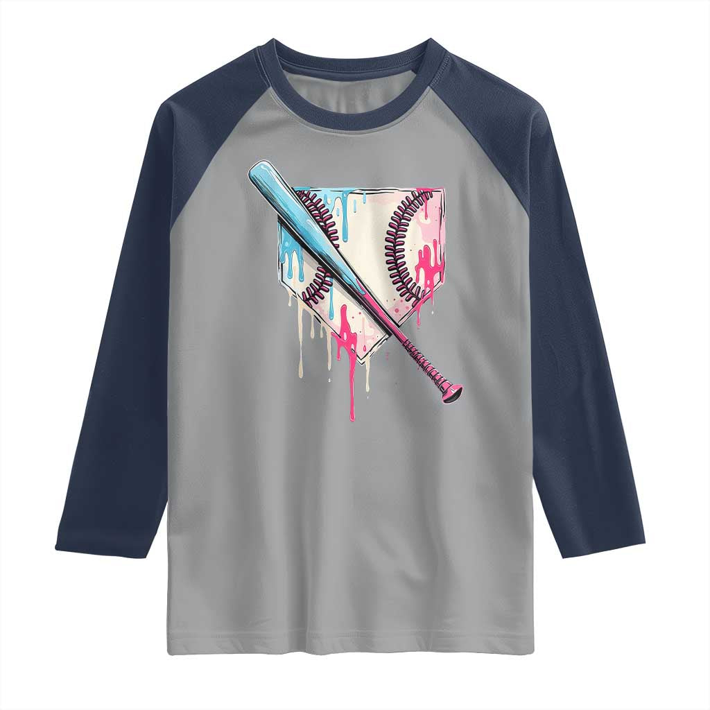 Baseball Home Plate Drip With Sprinkles Raglan Shirt TS02 Sport Gray Navy Print Your Wear