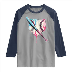 Baseball Home Plate Drip With Sprinkles Raglan Shirt TS02 Sport Gray Navy Print Your Wear