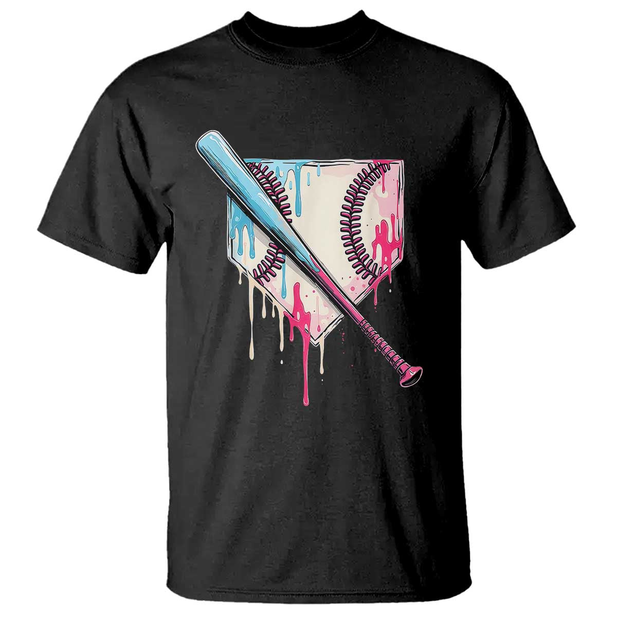 Baseball Home Plate Drip With Sprinkles T Shirt TS02 Black Print Your Wear