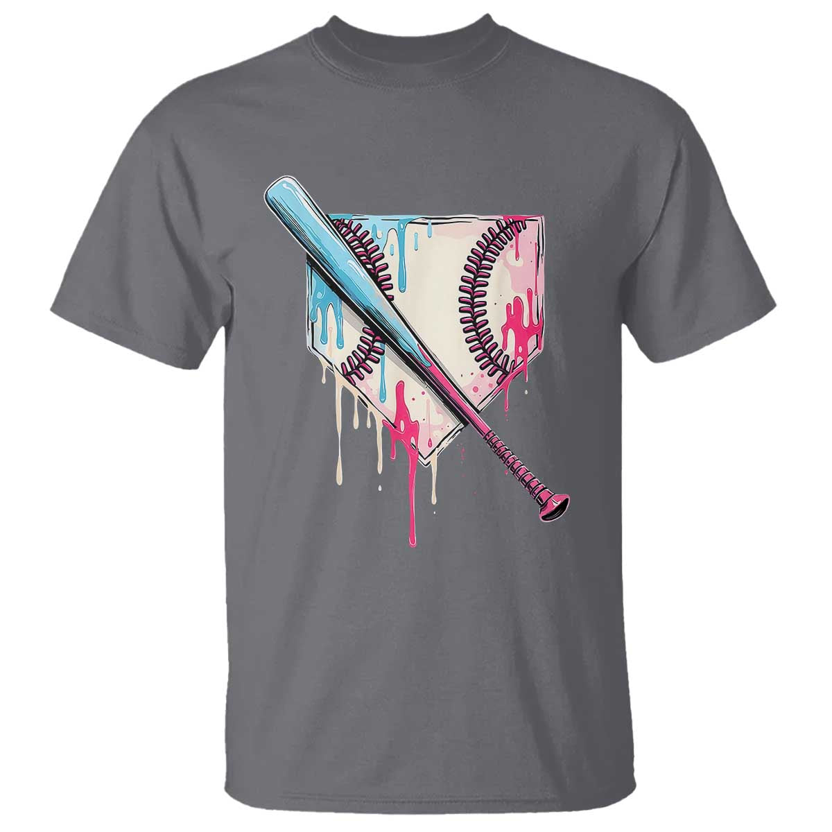 Baseball Home Plate Drip With Sprinkles T Shirt TS02 Charcoal Print Your Wear