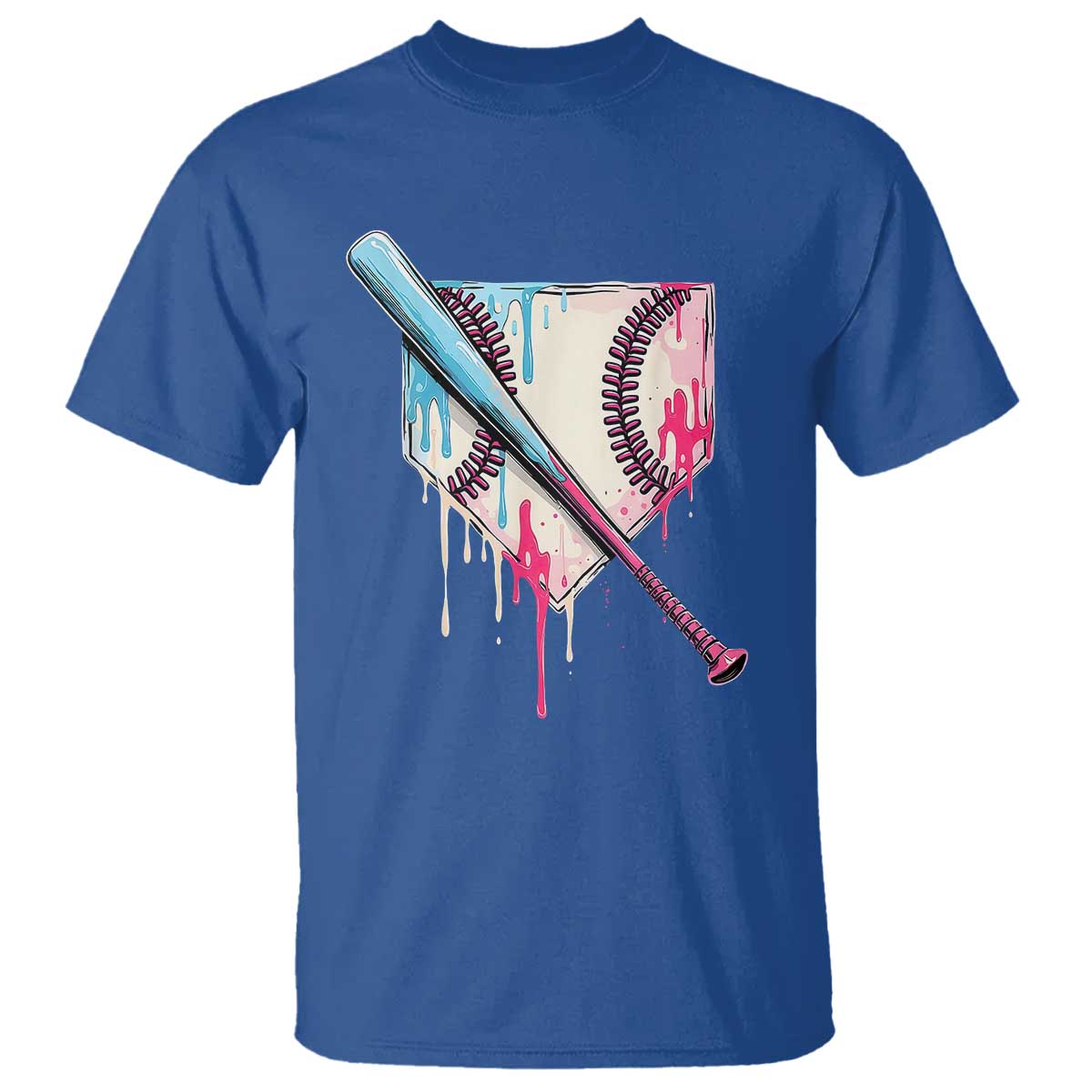 Baseball Home Plate Drip With Sprinkles T Shirt TS02 Royal Blue Print Your Wear