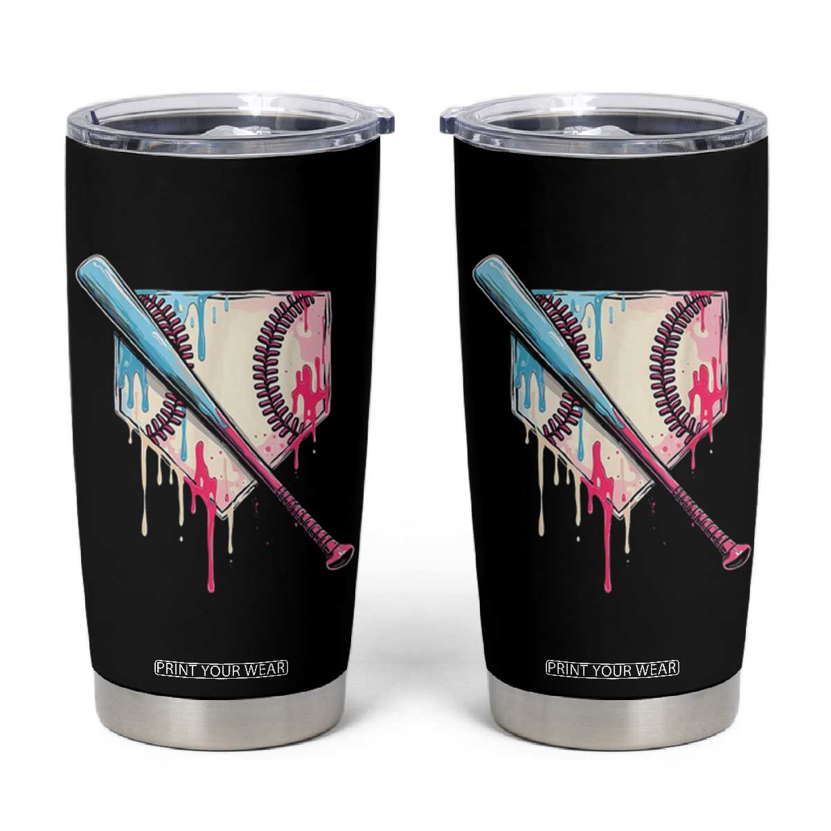 Baseball Home Plate Drip With Sprinkles Tumbler Cup TS02 Black Print Your Wear