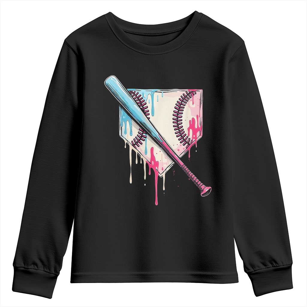 Baseball Home Plate Drip With Sprinkles Youth Sweatshirt TS02 Black Print Your Wear