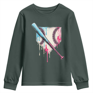 Baseball Home Plate Drip With Sprinkles Youth Sweatshirt TS02 Dark Forest Green Print Your Wear