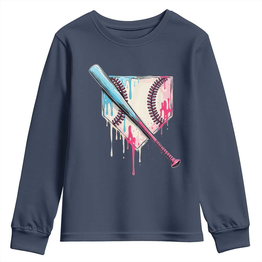 Baseball Home Plate Drip With Sprinkles Youth Sweatshirt TS02 Navy Print Your Wear