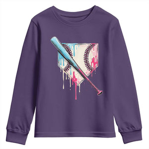 Baseball Home Plate Drip With Sprinkles Youth Sweatshirt TS02 Purple Print Your Wear