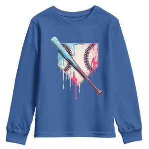 Baseball Home Plate Drip With Sprinkles Youth Sweatshirt TS02 Royal Blue Print Your Wear
