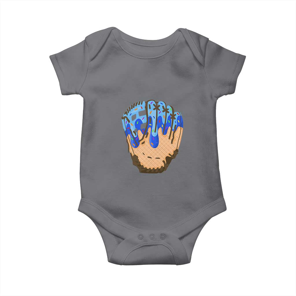 Blue Ice Cream Cone Baseball Glove Drip Baby Onesie TS02 Charcoal Print Your Wear